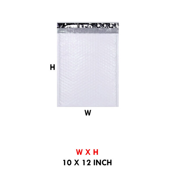 10 X 12 INCH PLAIN WHITE BUBBLE BAG WITH POD