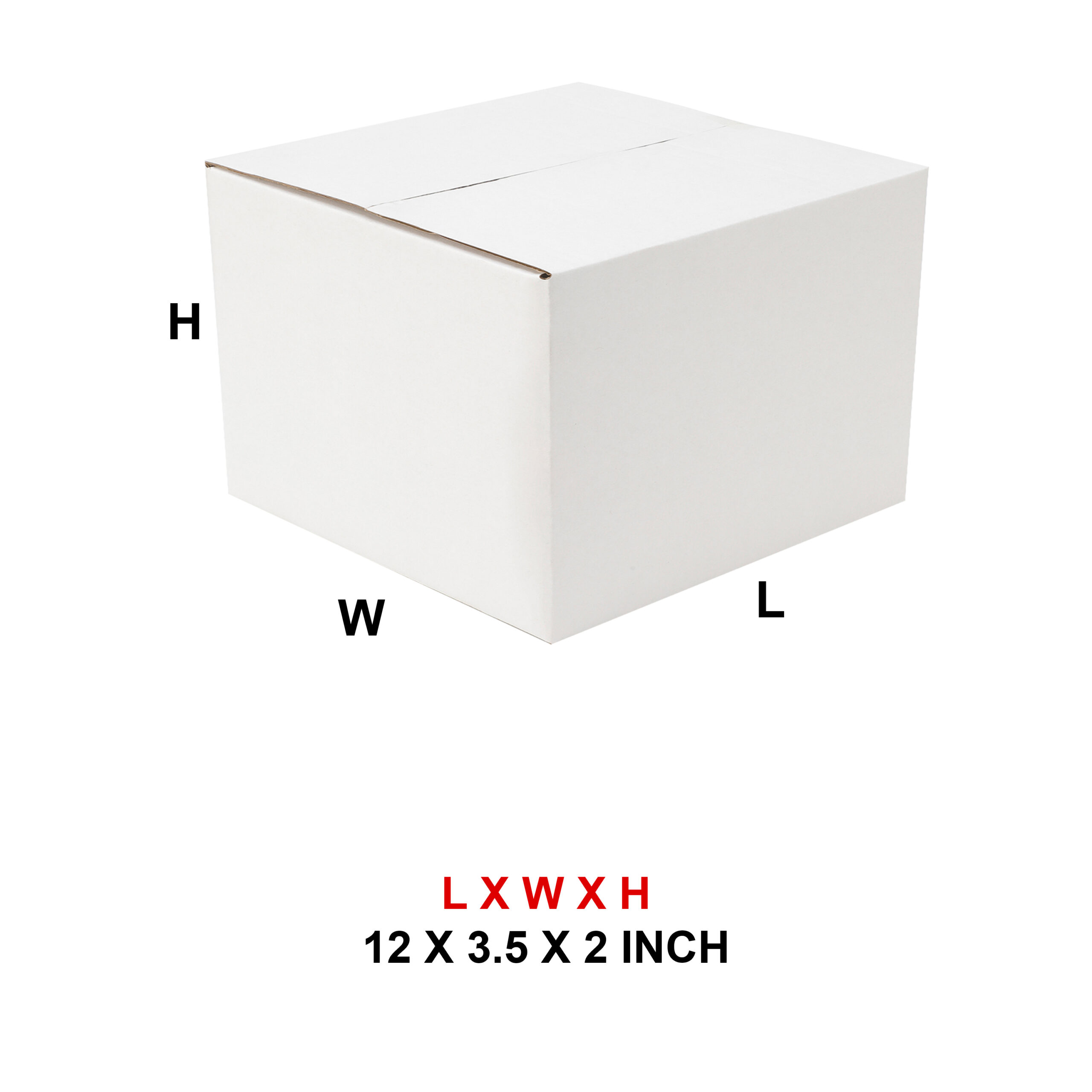 12 X 3.5 X 2 WHITE CORRUGATED 3PLY BOX