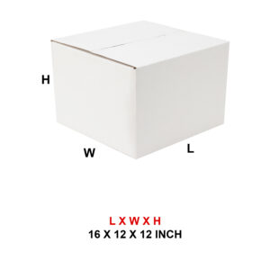16 X 12 X 12 WHITE CORRUGATED 3PLY BOX