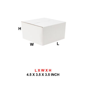 4.5 X 3.5 X 3.5 WHITE CORRUGATED 3PLY BOX