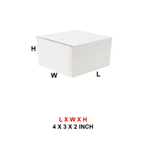 4 X 3 X 2 WHITE CORRUGATED 3PLY BOX