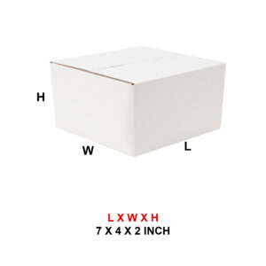 7 X 4 X 2 WHITE CORRUGATED 3PLY BOX