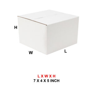 7 X 4 X 5 WHITE CORRUGATED 3PLY BOX