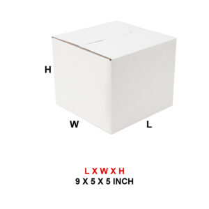 9 X 5 X 5 WHITE CORRUGATED 3PLY BOX