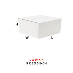 9 X 6 X 3 WHITE CORRUGATED 3PLY BOX
