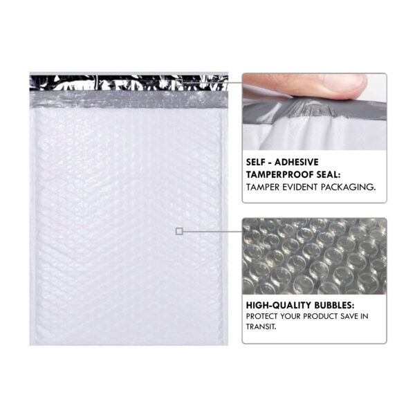 10 X 12 INCH PLAIN WHITE BUBBLE BAG WITH POD - Image 2