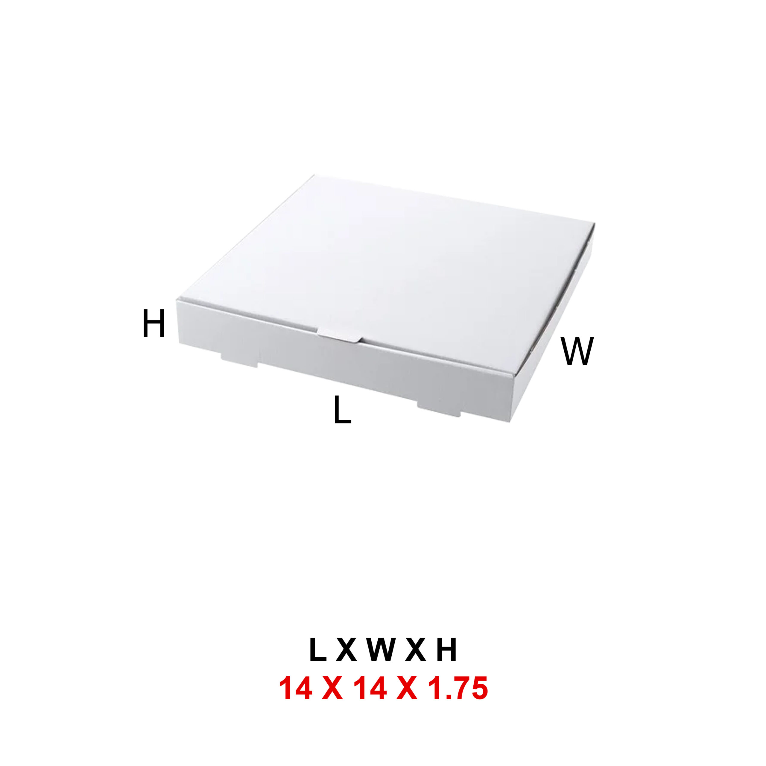 14 x 14 x 1.75 Inch White Pizza Box