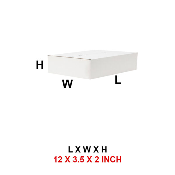 12 x 3.5 x 2 Inch - 3ply White Laminated Corrugated Box - Durable & Glossy Packaging for Elegant Products