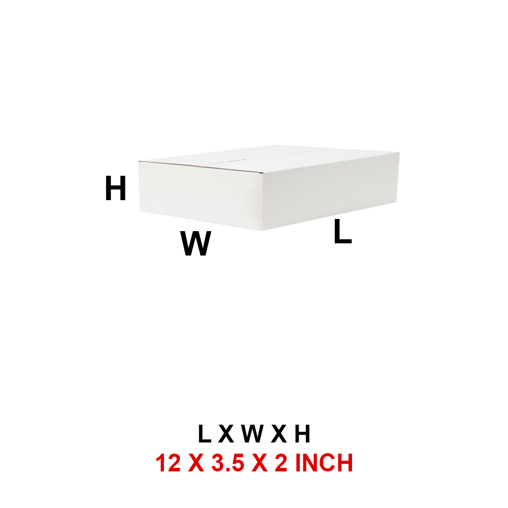 3 Ply 12 x 3.5 x 2 Inch –  White Laminated Corrugated Box