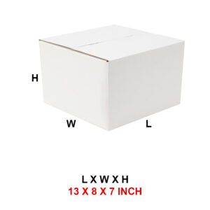 3 Ply 13 x 8 x 7 Inch -  White Laminated Corrugated Box