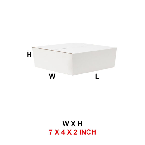 7 x 4 x 2 Inch - 3ply White Laminated Corrugated Box - Durable & Glossy Packaging for Elegant Products