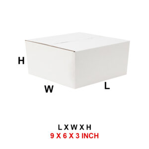 3 Ply 9 x 6 x 3 Inch -  White Laminated Corrugated Box