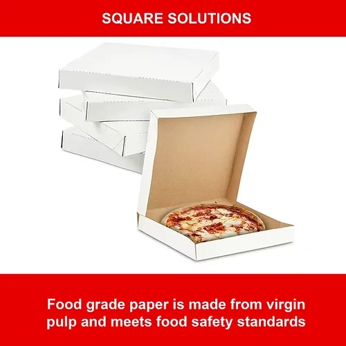 13 x 13 x 1.75 Inch White Pizza Box – Food Grade Corrugated Pizza Packaging Box for Takeaway, Delivery - Image 3
