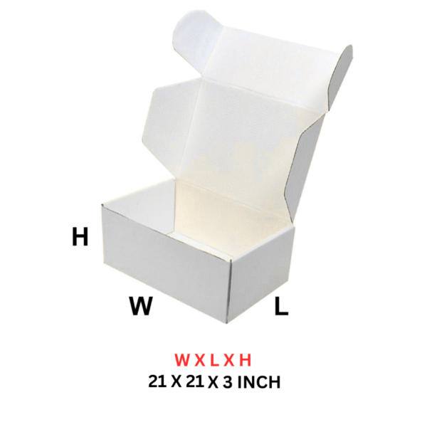 3 Ply 21 x 21 x 3 Inch - White Mailer Laminated Box