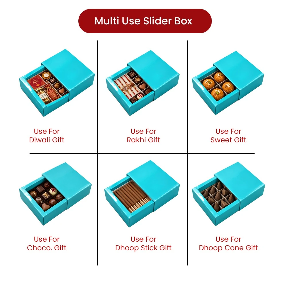 Turquoise Blue Slider Box 4x4x1.5 Inch | Premium Gift & Packaging Box - Image 2