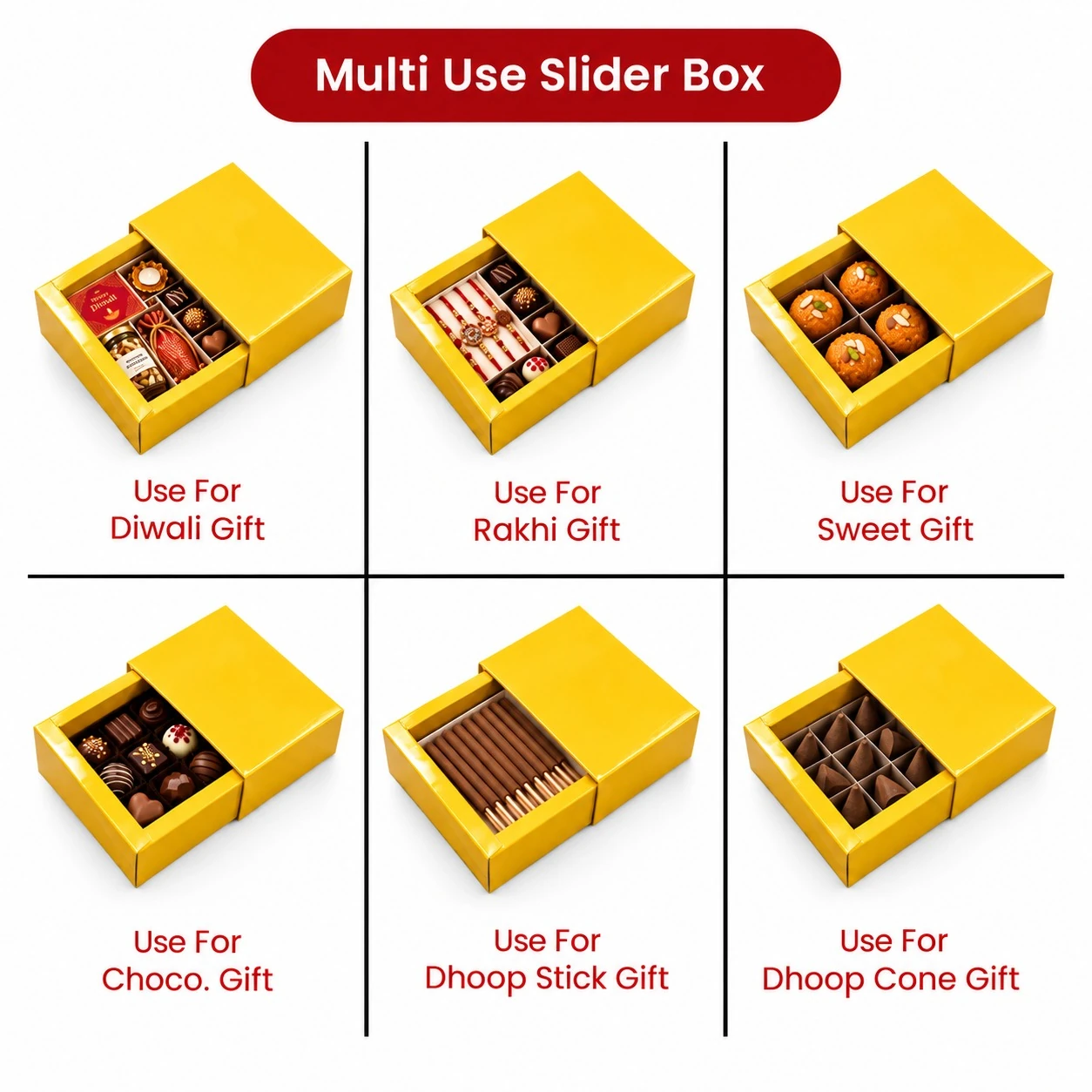 Yellow Slider Box 4x4x1.5 Inch | Premium Gift & Packaging Box in Pune - Image 3