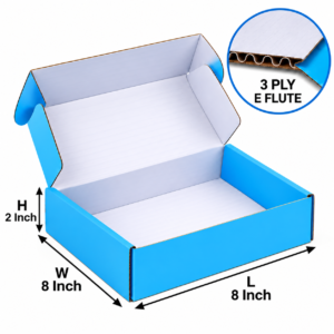 Sky blue mailer box 8 x 8 x 2 inch by Square Solutions