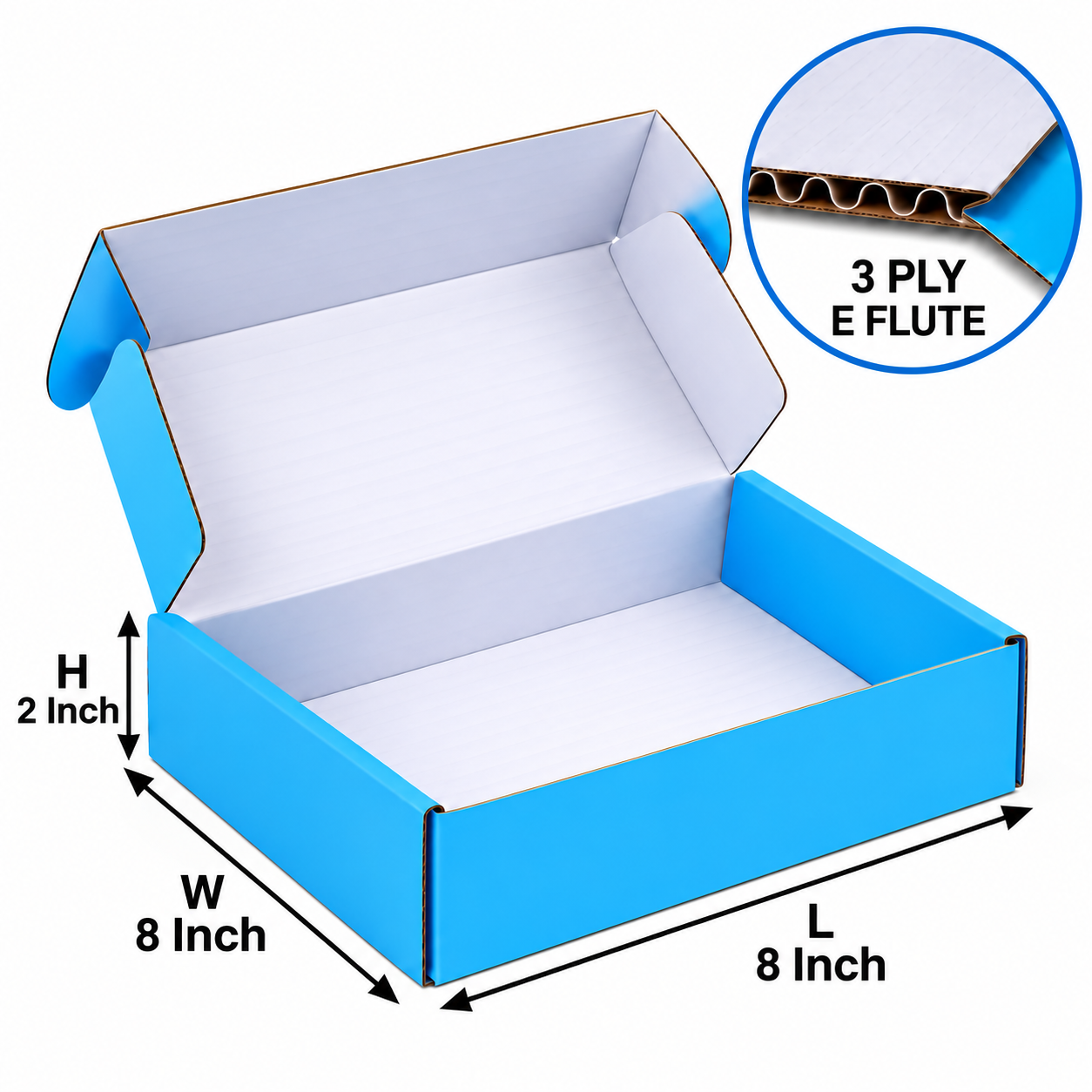 Sky blue mailer box 8 x 8 x 2 inch by Square Solutions